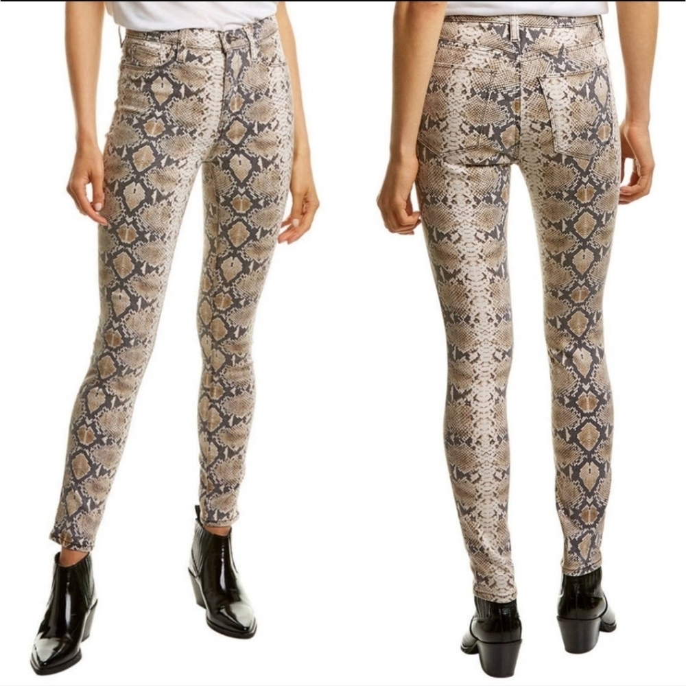 🔥🔥HUDSON BARBARA DENIM HIGH RISE SKINNY JEANS TAN PYTHON  SZ 25W X 28L